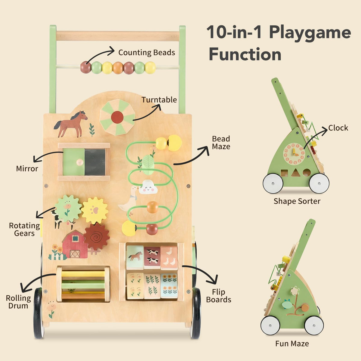 Wooden Baby Push Walker O1115