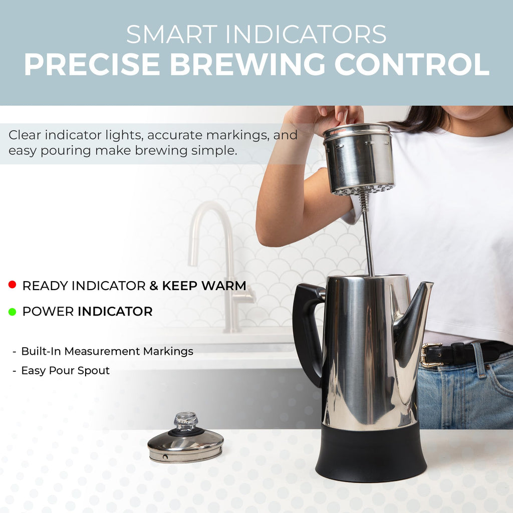 Electric 12 Cup Stainless Steel Coffee Percolator D15927