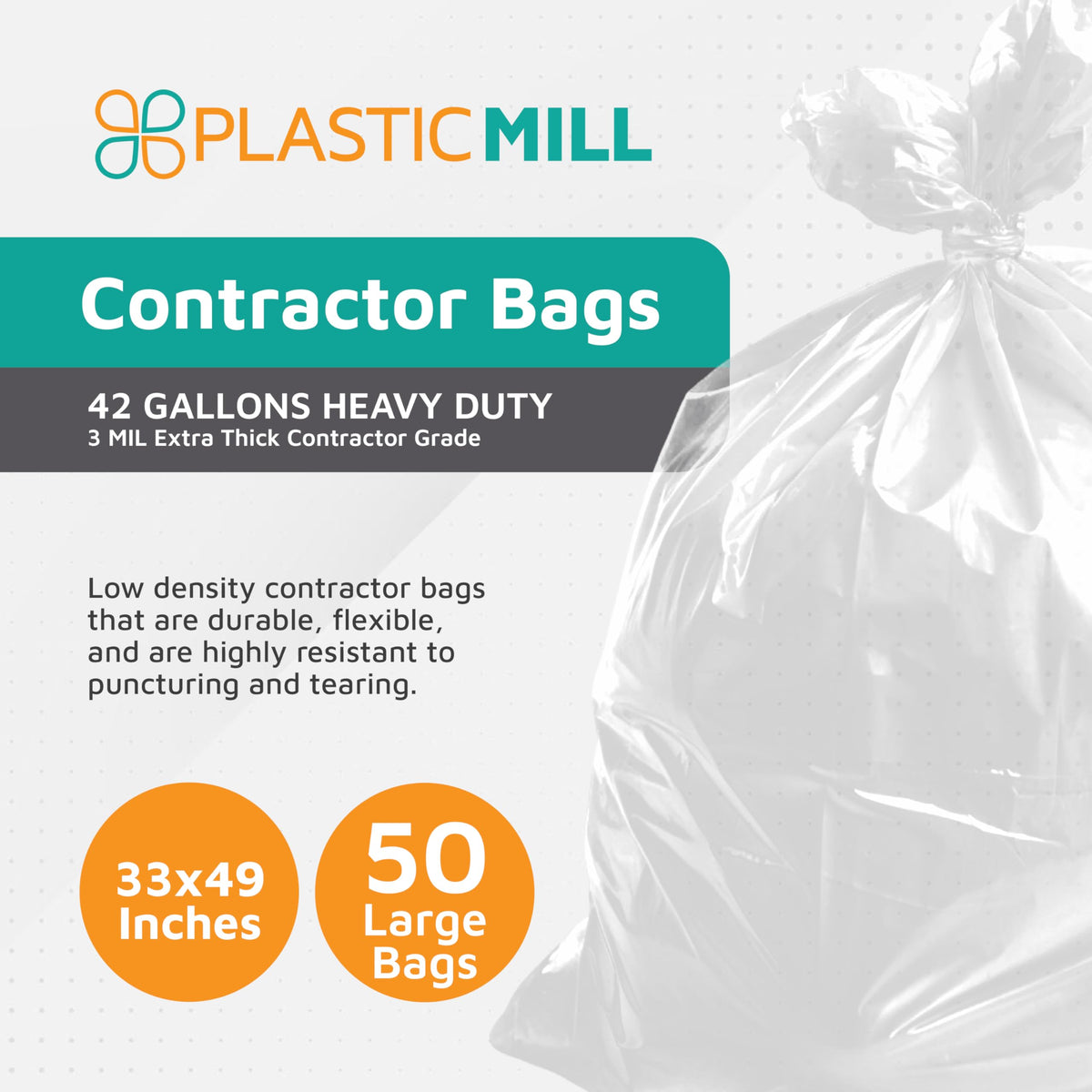42-Gallon 3 Mil Clear Contractor Bags 50-Count X453685