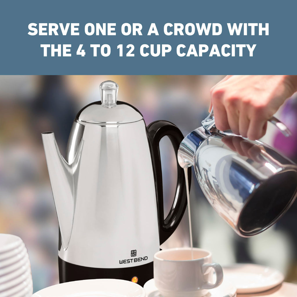 12-Cup Stainless Steel Electric Percolator Coffee Maker I108