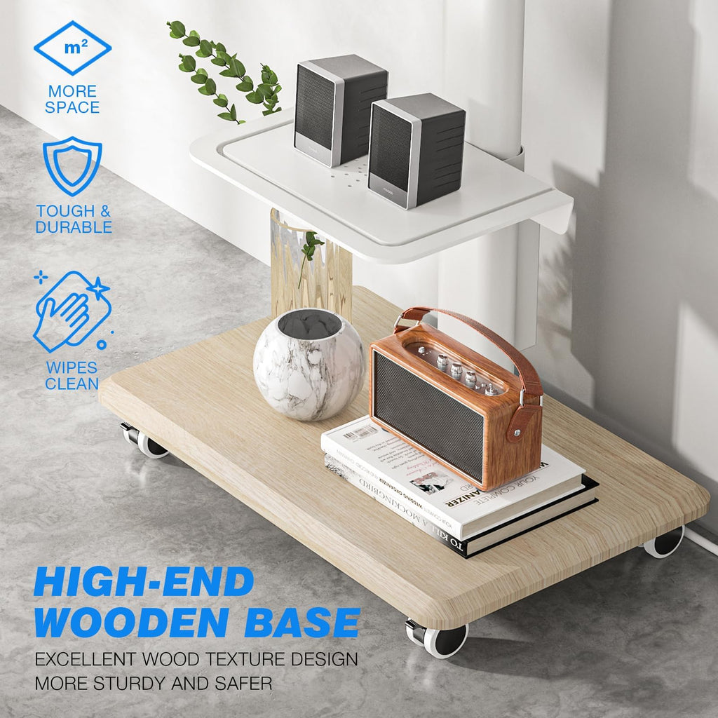 White Height Adjustable Rolling TV Stand for 32-75 Inch TVs P107728