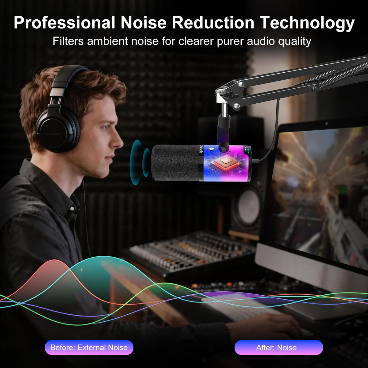 USB/XLR Dynamic Microphone with Boom Arm S14614