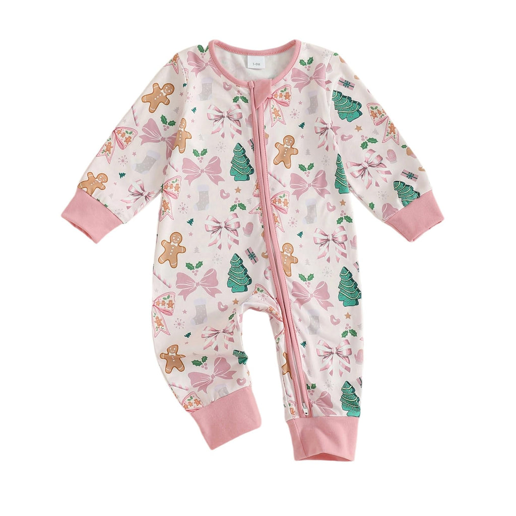 Newborn Christmas Zipper Jumpsuit Romper U169