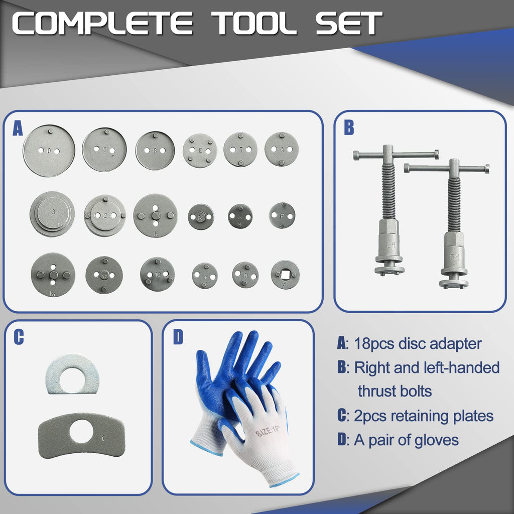 23pcs Heavy Duty Disc Brake Caliper Tool Set and Wind Back Kit N17348