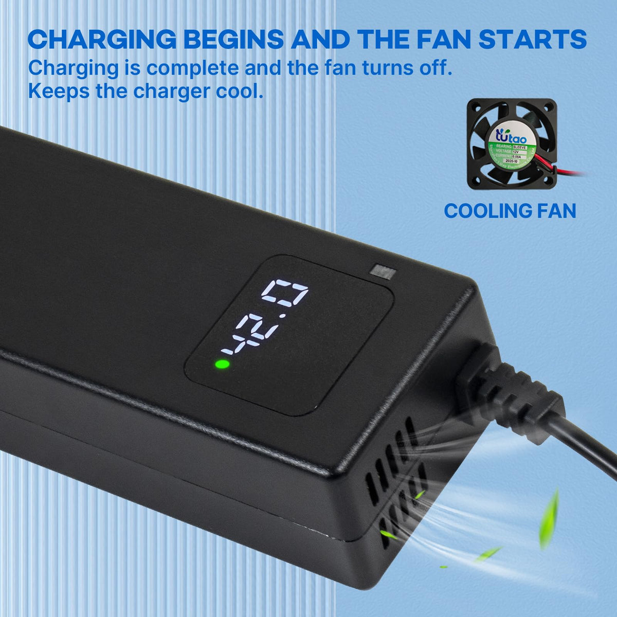 42V 3A Lithium Battery Charger with Display and Built-in Fan Z329