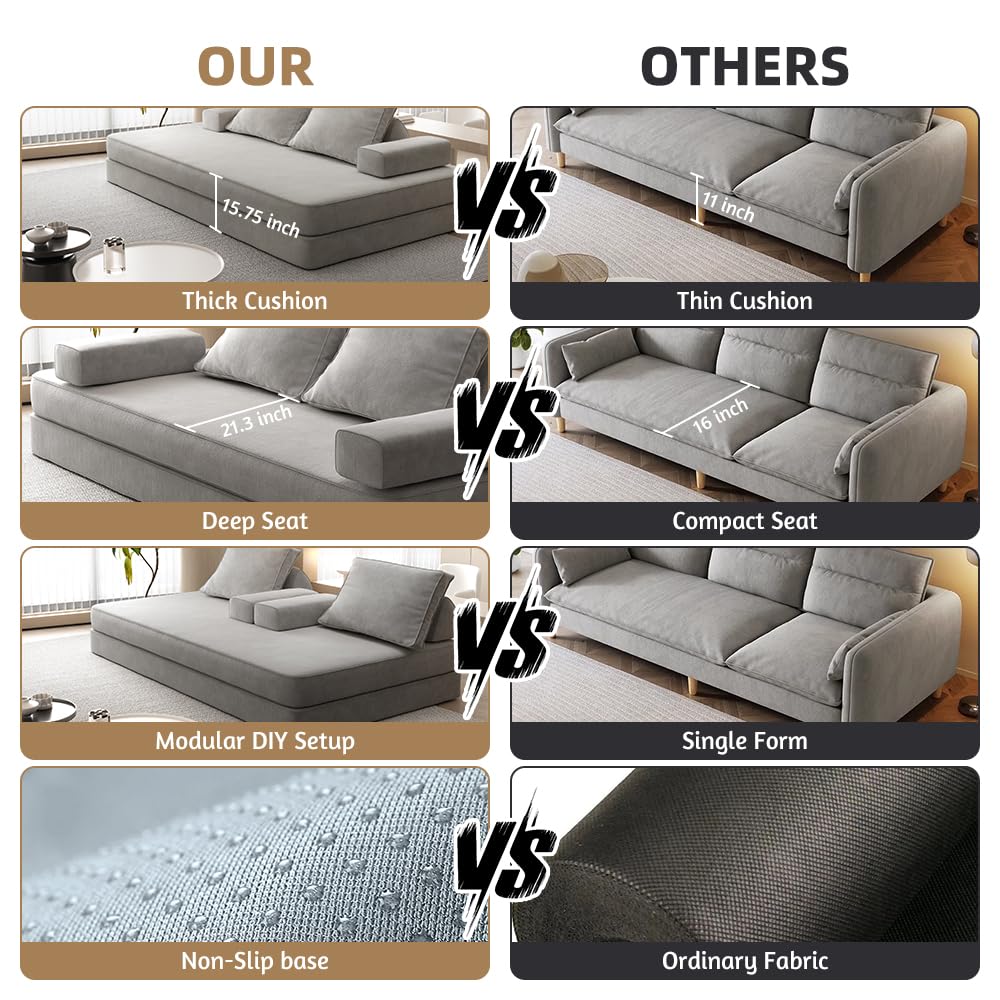 Light Gray Convertible Sofa Bed E7474