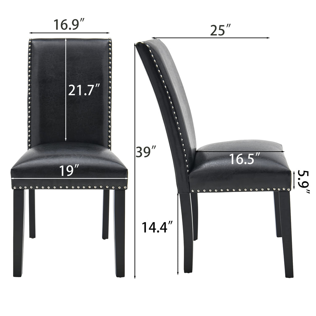 48" Glass Dining Table Set with 4 PU Leather Chairs D168292