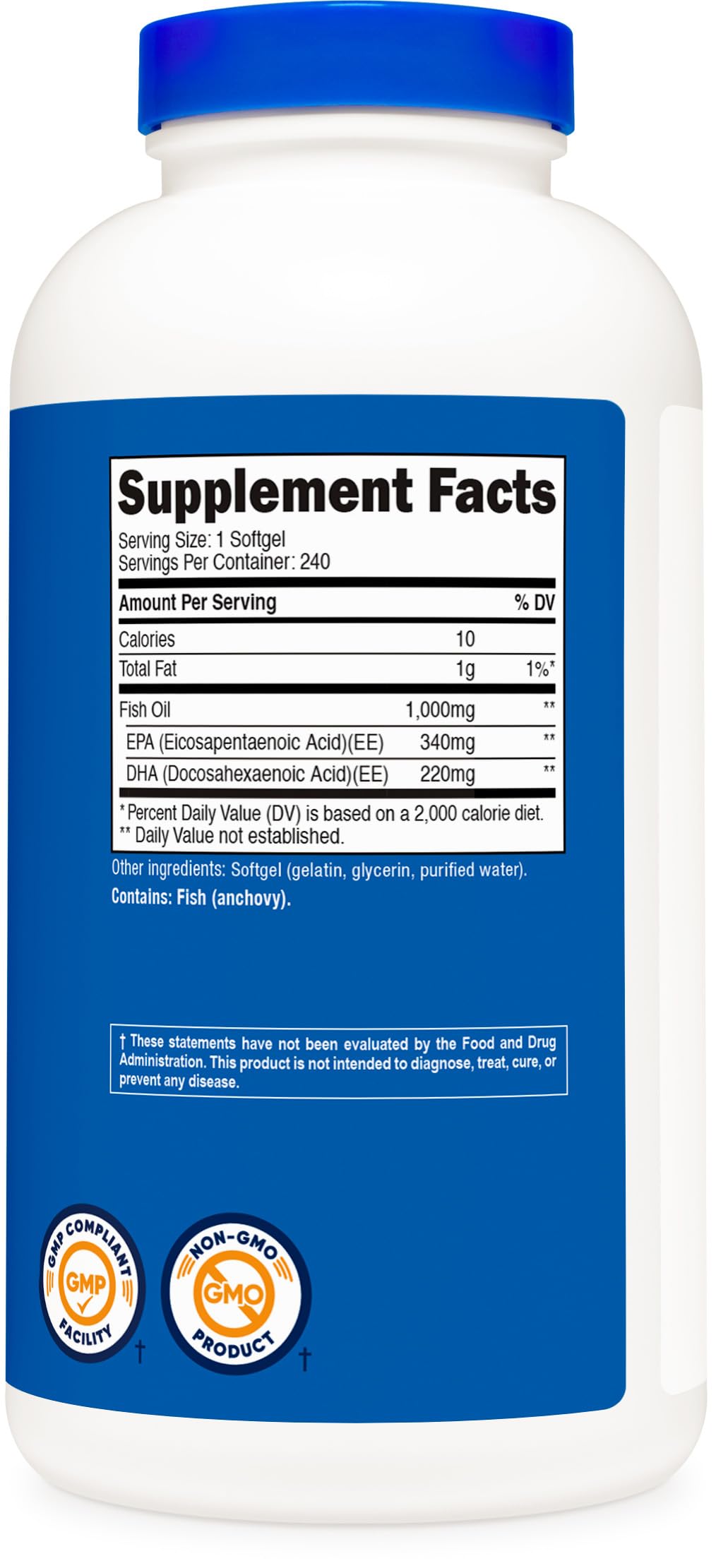 Fish Oil Omega 3 Softgels with EPA & DHA, 240 Softgels P46281