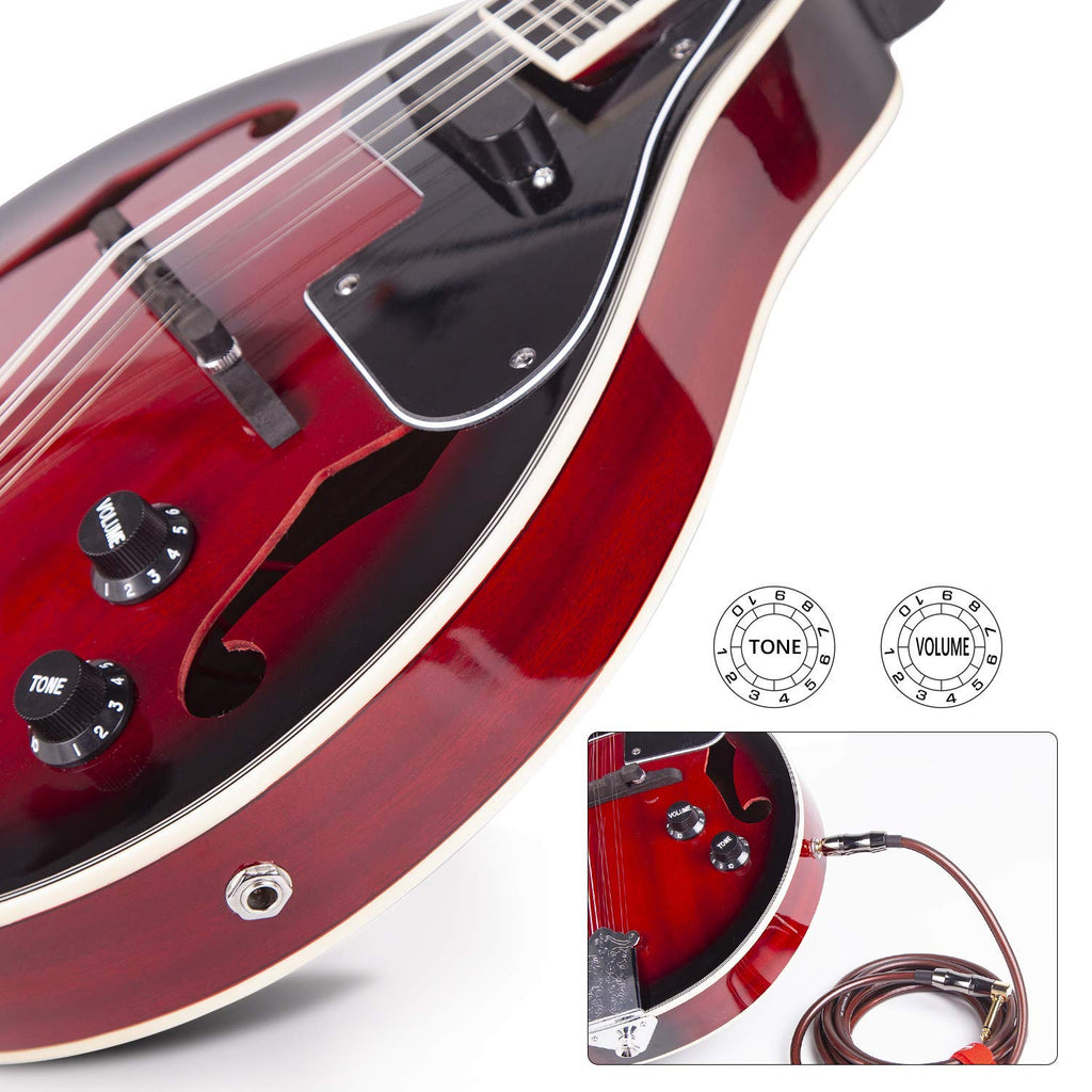 Vintage Red Sunburst Acoustic Electric Mandolin with Strings Set Q8733