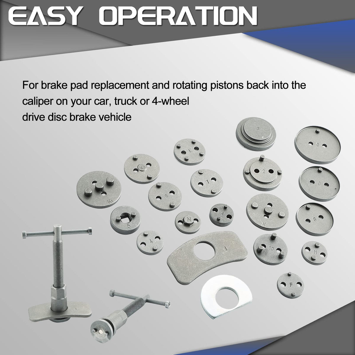 23pcs Heavy Duty Disc Brake Caliper Tool Set and Wind Back Kit N17348