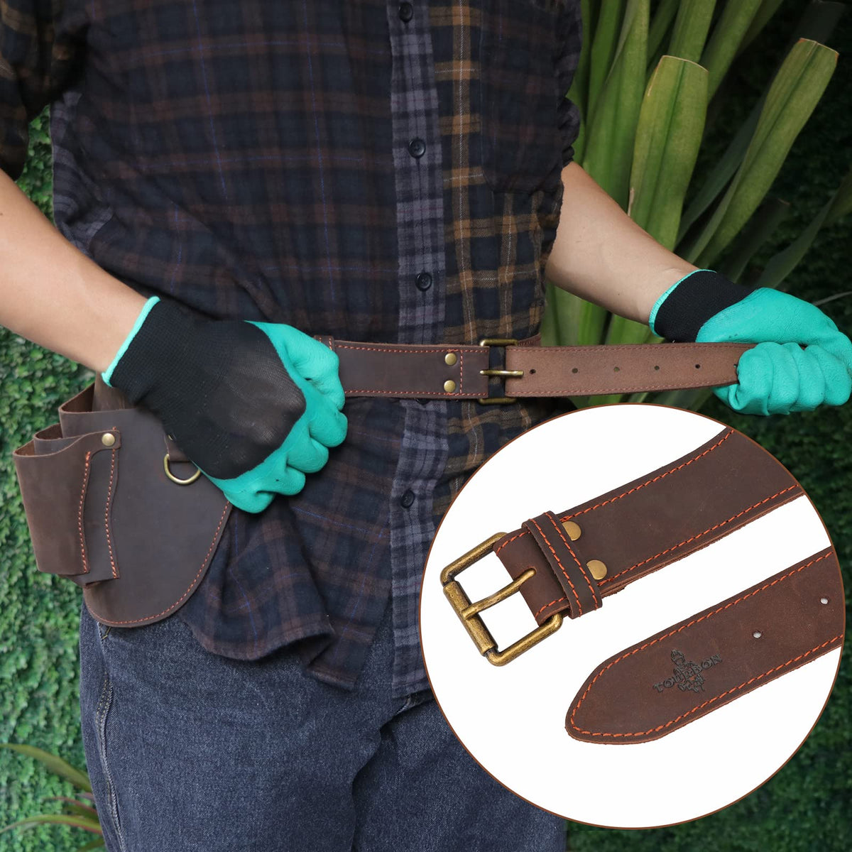 Leather 3 Pockets Adjustable Tool Belt Bag D923507