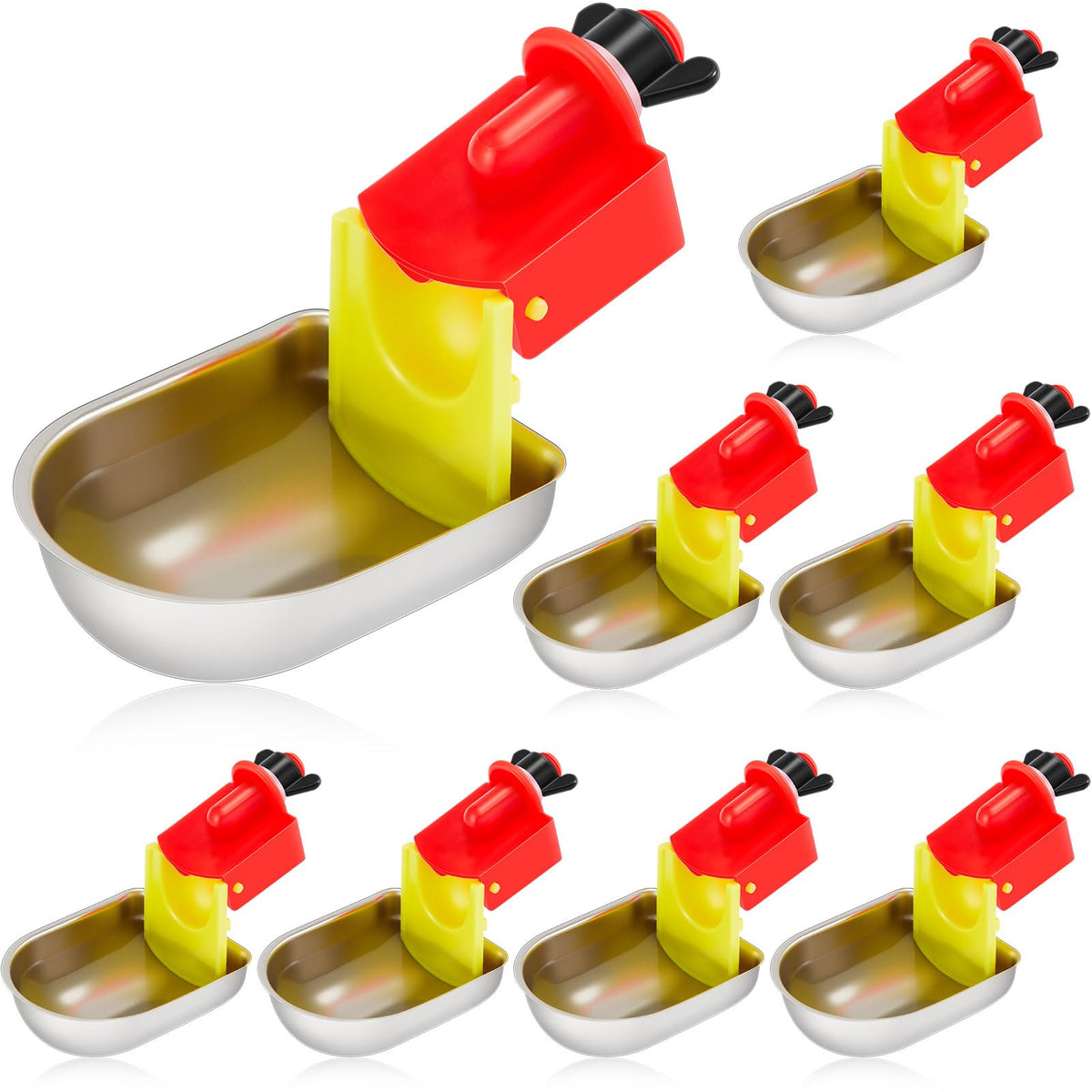 8 Pack Stainless Steel Auto Fill Chicken Waterer Cups T9860