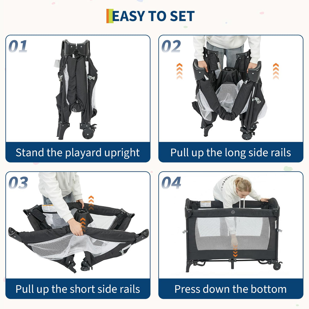 4 in 1 Pack and Play with Bassinet, Changing Table, Playpen and Carry Bag G3085