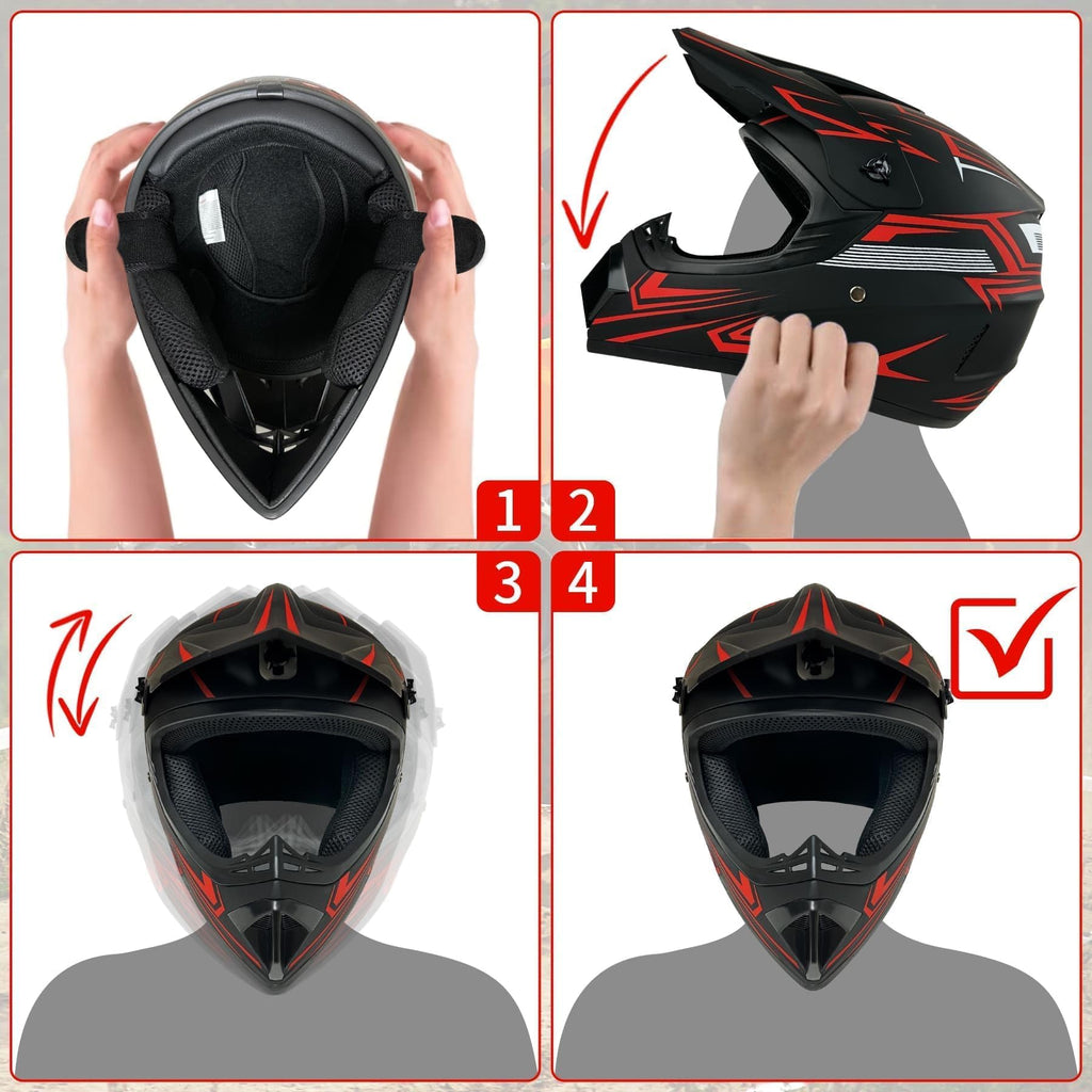 Youth Kids Motocross Helmet DOT Approved T26542