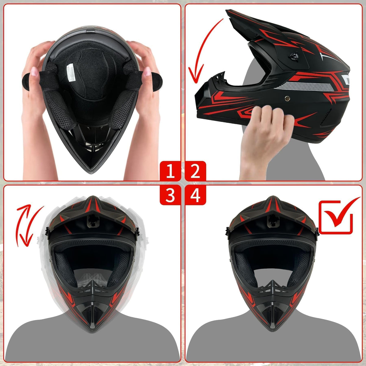 Youth Kids Motocross Helmet DOT Approved T26542