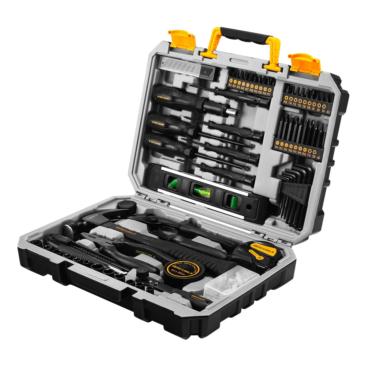 150 Piece General Household Hand Tool Kit with Plastic Toolbox Storage Case I288564