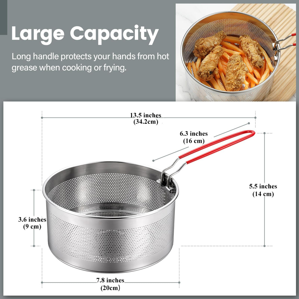 7.8 inches 304 Stainless Steel Deep Fryer Basket G914