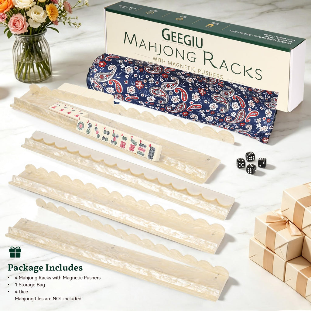 20 Inch Acrylic Mahjong Racks with Magnetic Pushers Set of 4 L912