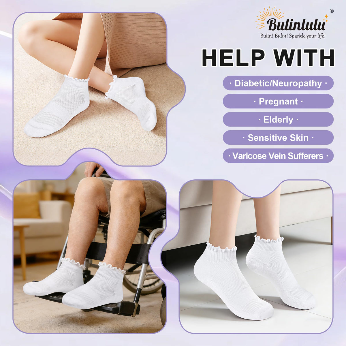 White Low Cut Diabetic Ankle Socks 6 Pairs Z23933