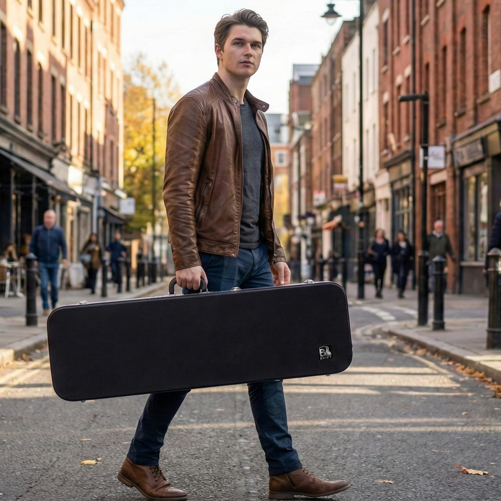 39 Inch Wooden Hard Shell Electric Guitar Case with Lock Latch W2476