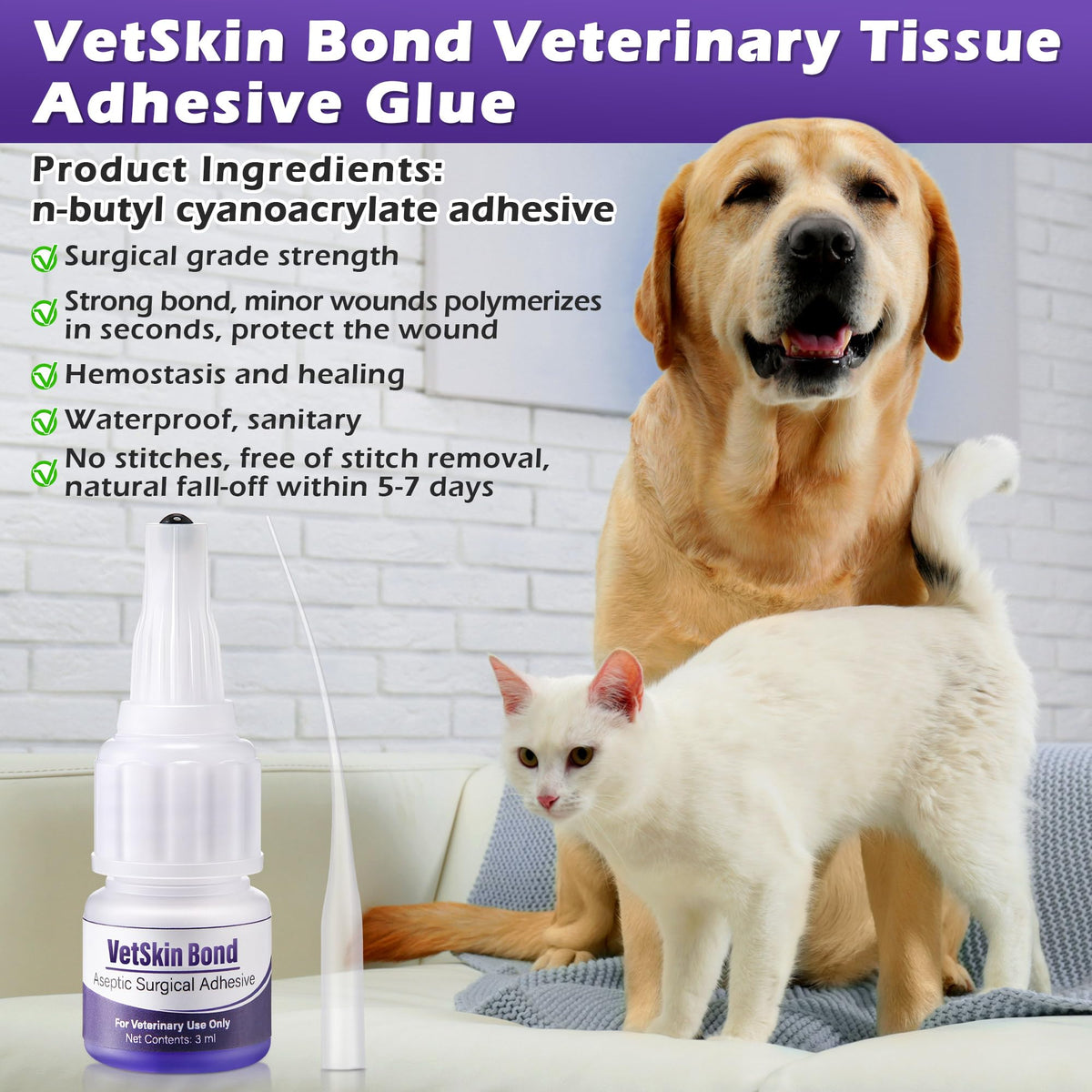 3ml Veterinary Surgical Skin Glue with 10 Applicators Z5511