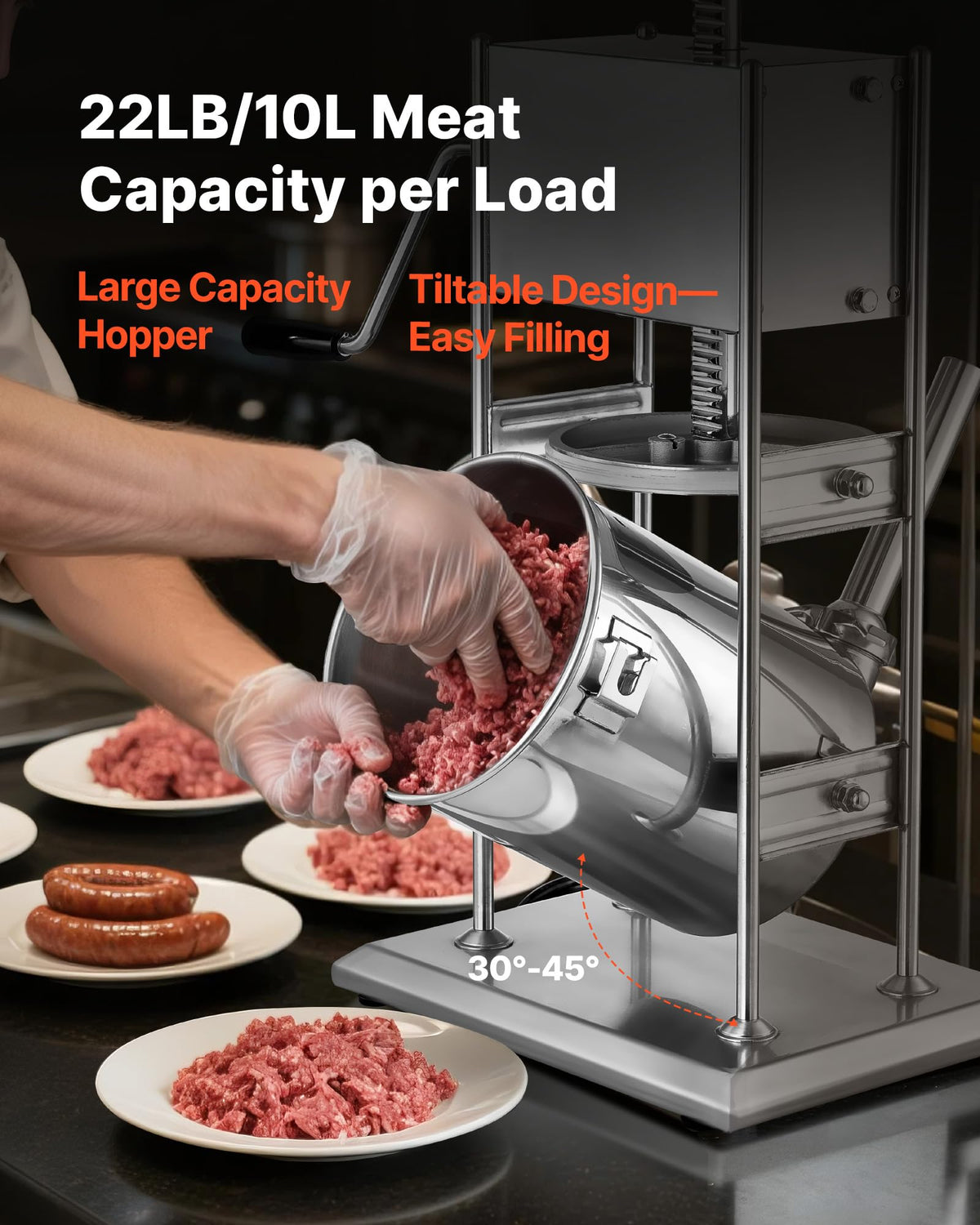 10 L Stainless Steel Vertical Manual Sausage Stuffer P68760
