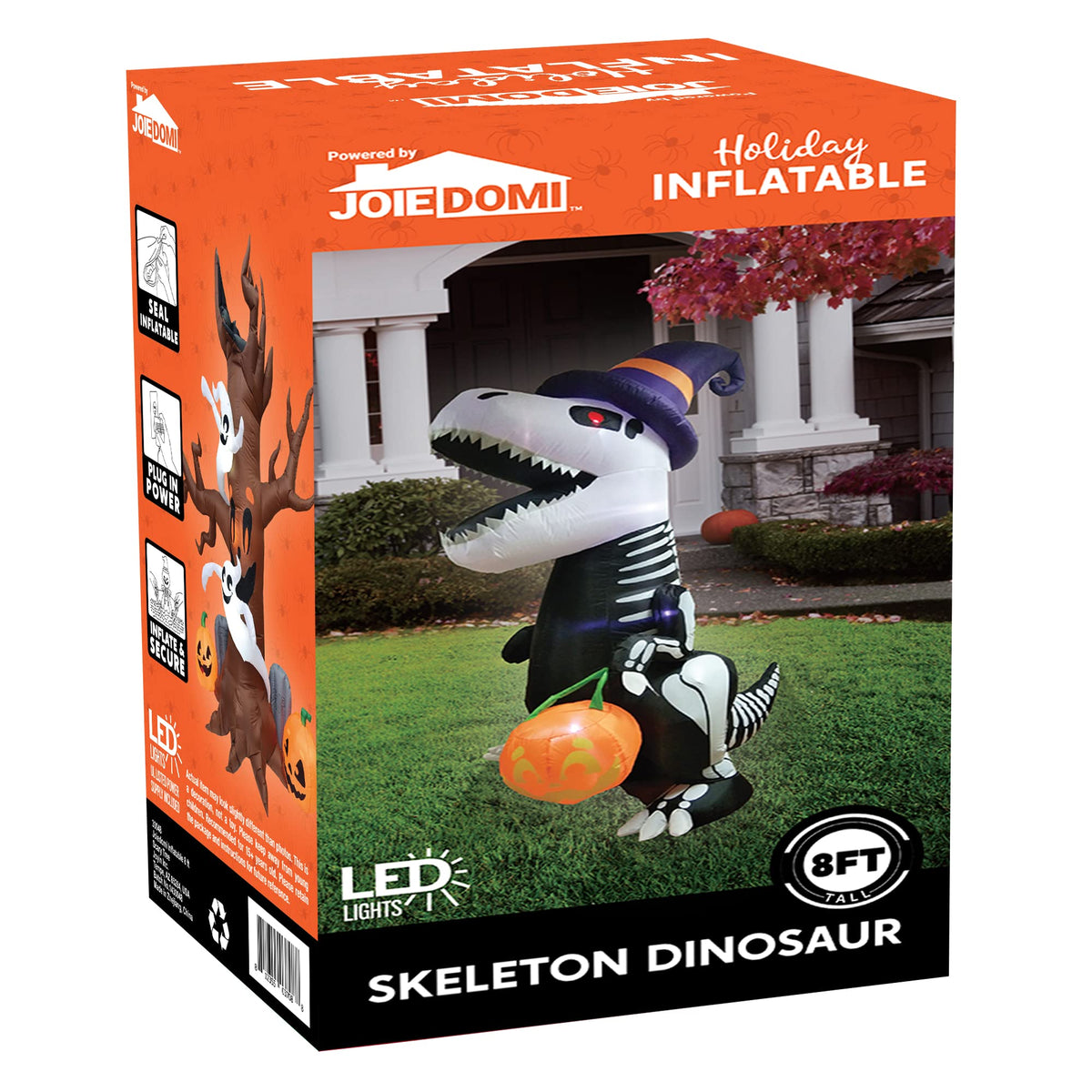 8 FT Inflatable Skeleton Dinosaur with Built-in LEDs Y89887
