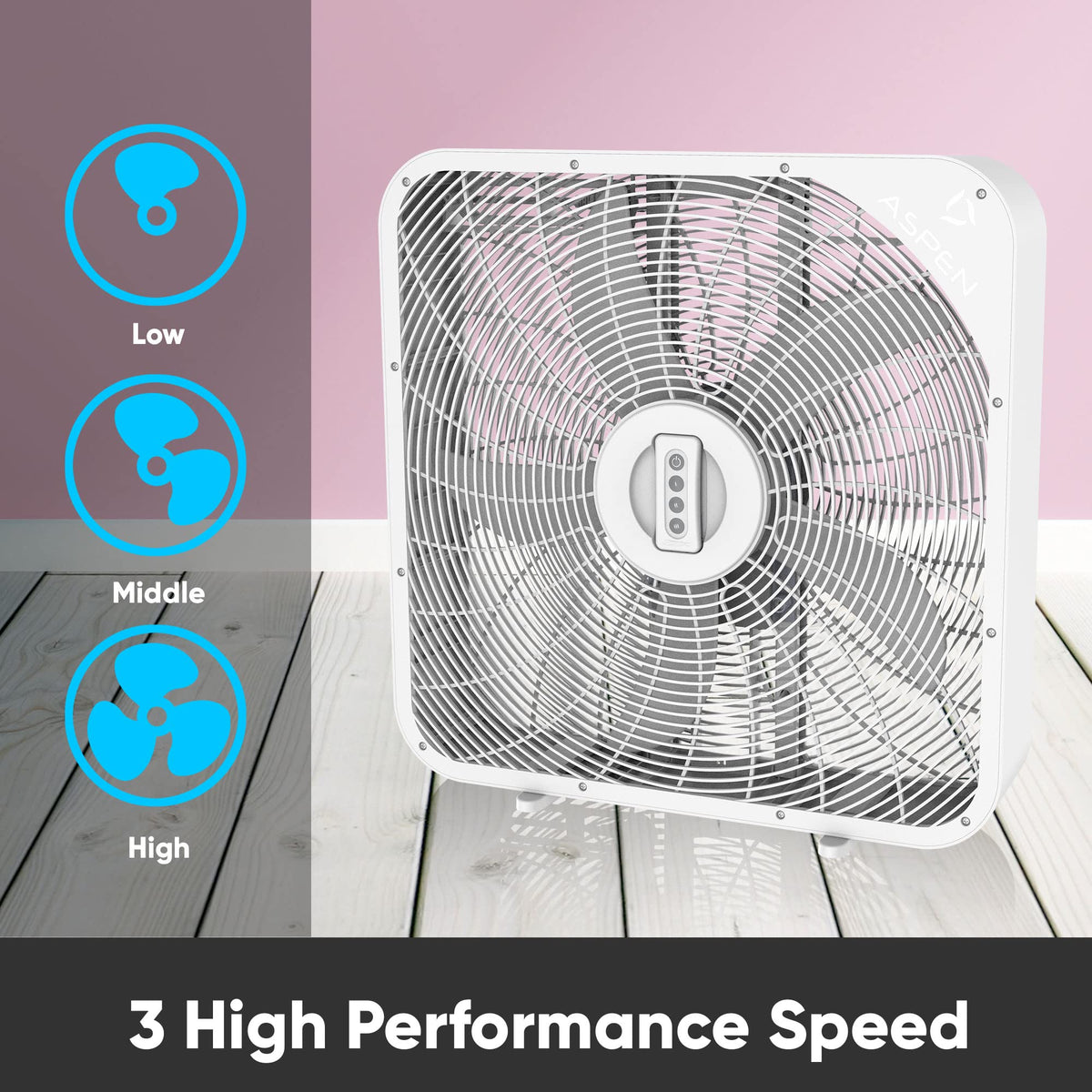 20 Inch 3 Speed Quiet Box Fan with Remote Control I859