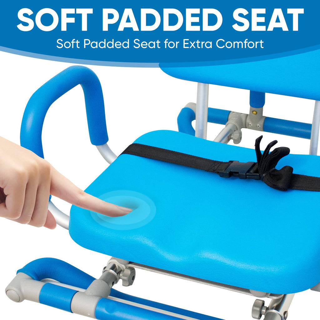 Blue Padded Sliding Shower Chair with Armrests W806