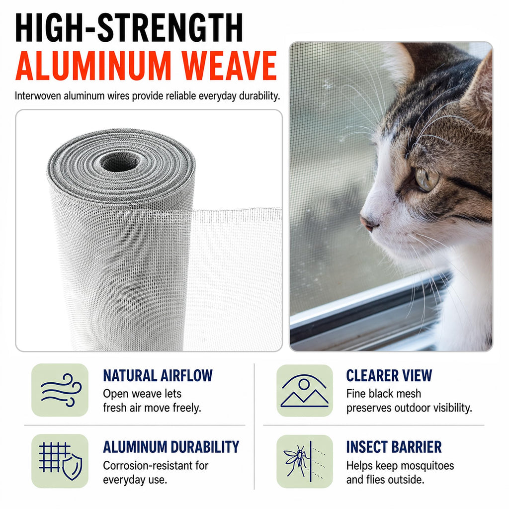 Aluminum Window Screen Mesh Roll 48 in x 100 ft 18x16 Mesh V413044
