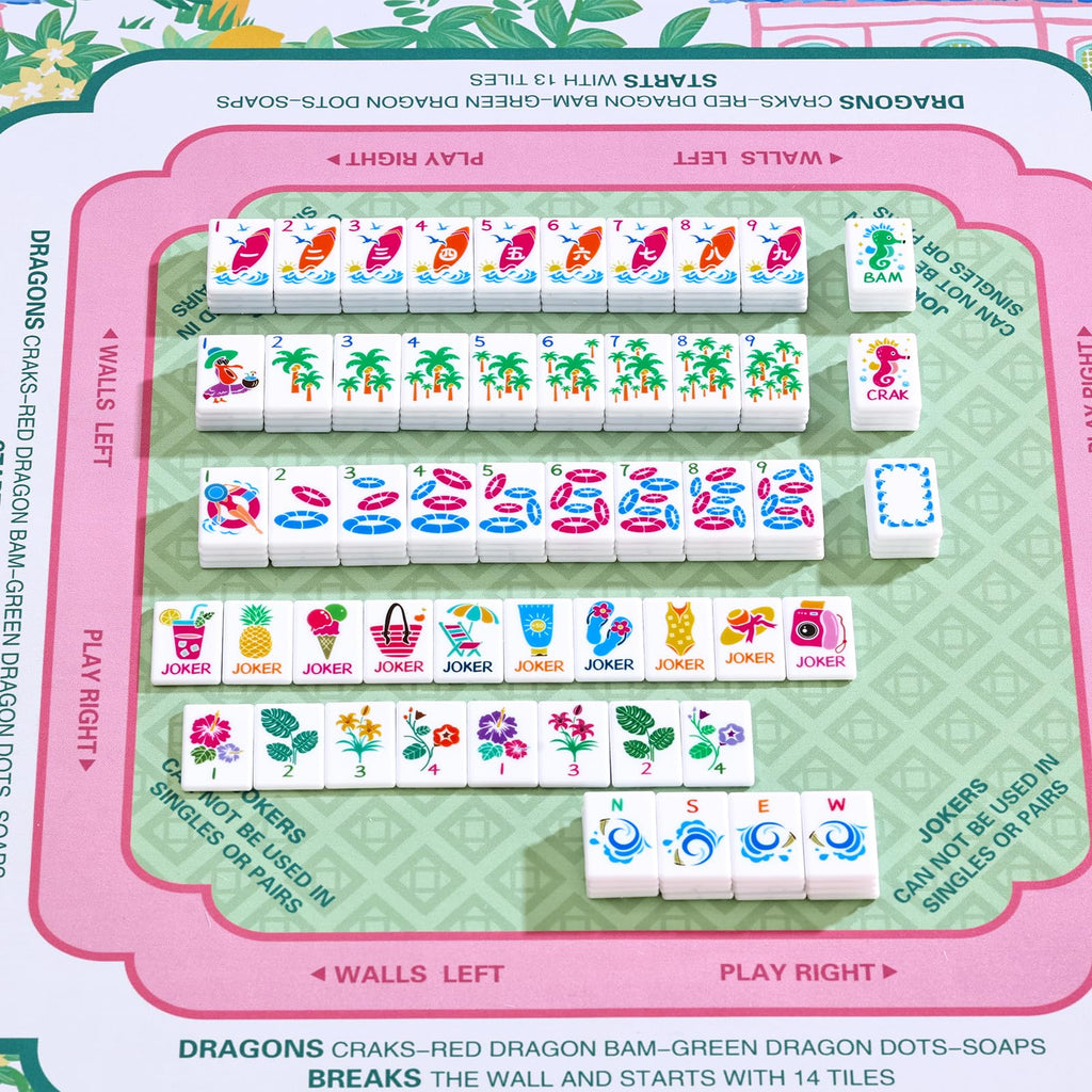 160 Tiles Thin Plastic Mahjong Set with Bag and 4 Racks Q966194