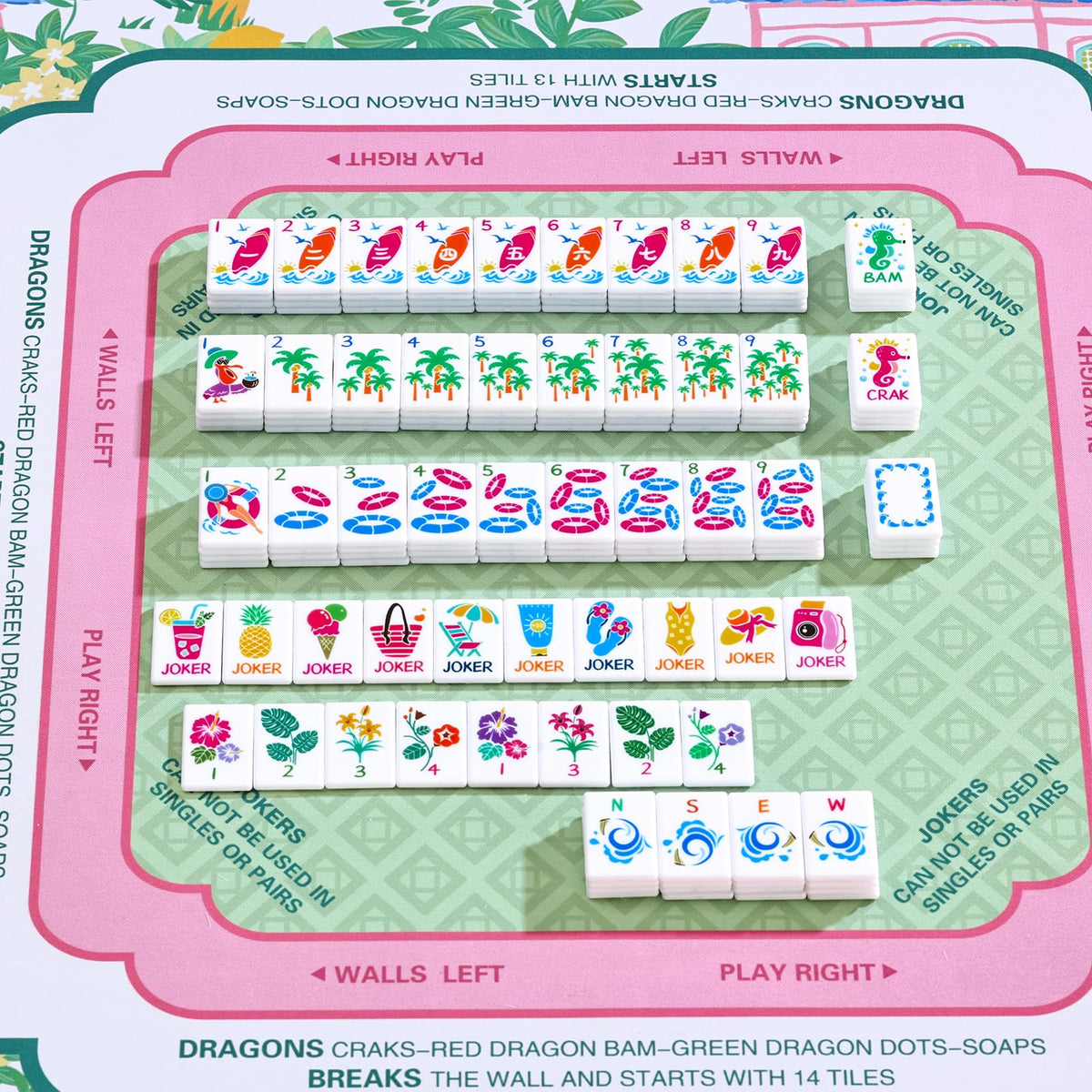 160 Tiles Thin Plastic Mahjong Set with Bag and 4 Racks Q966194