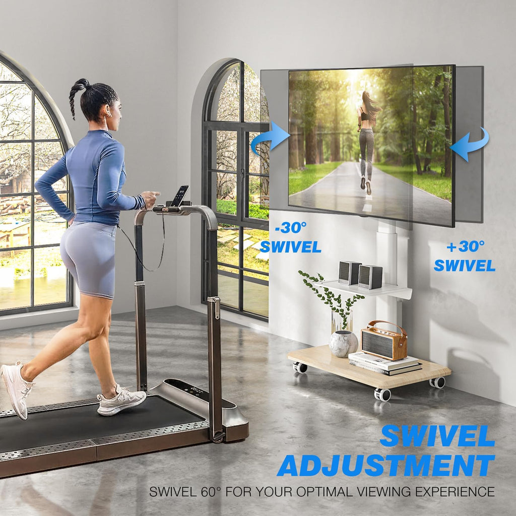 White Height Adjustable Rolling TV Stand for 32-75 Inch TVs P107728