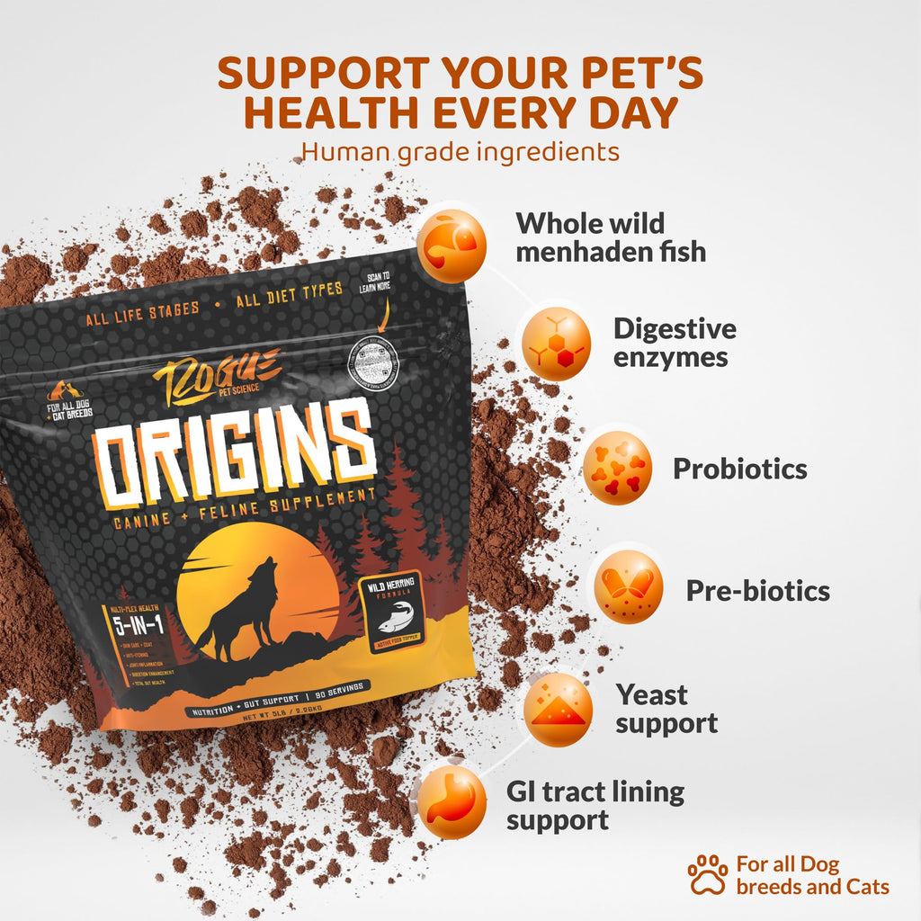 5-in-1 Dog Supplement Powdered Food Topper with Omega 3 Fish Oil 5 lbs R606