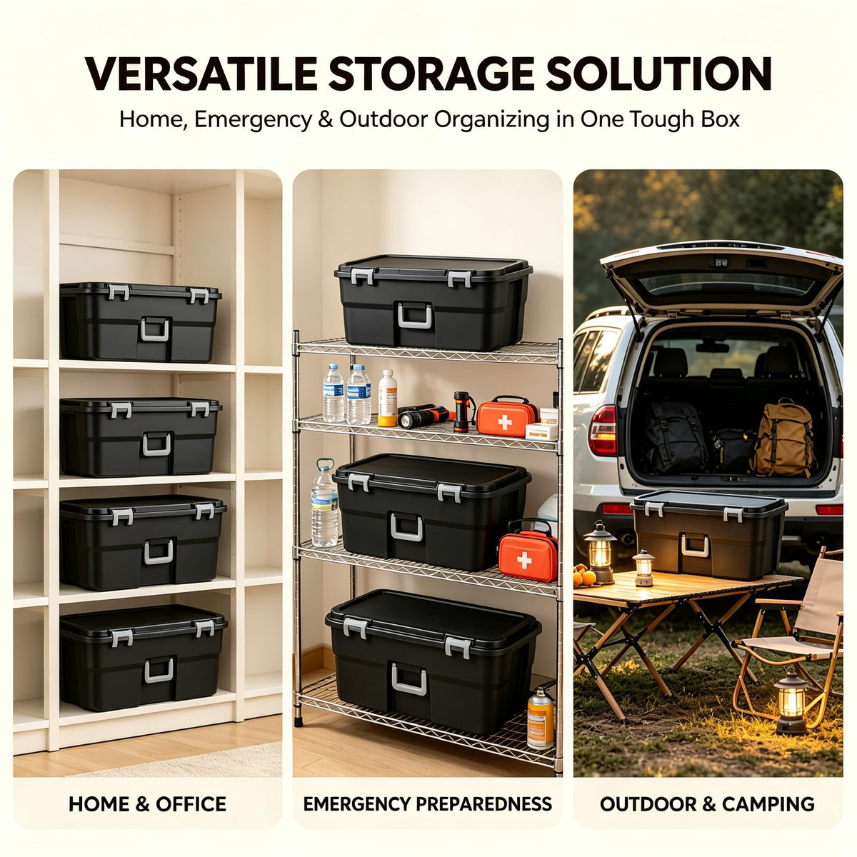 Black 22 Gal Lockable Storage Chest with Wheels J146