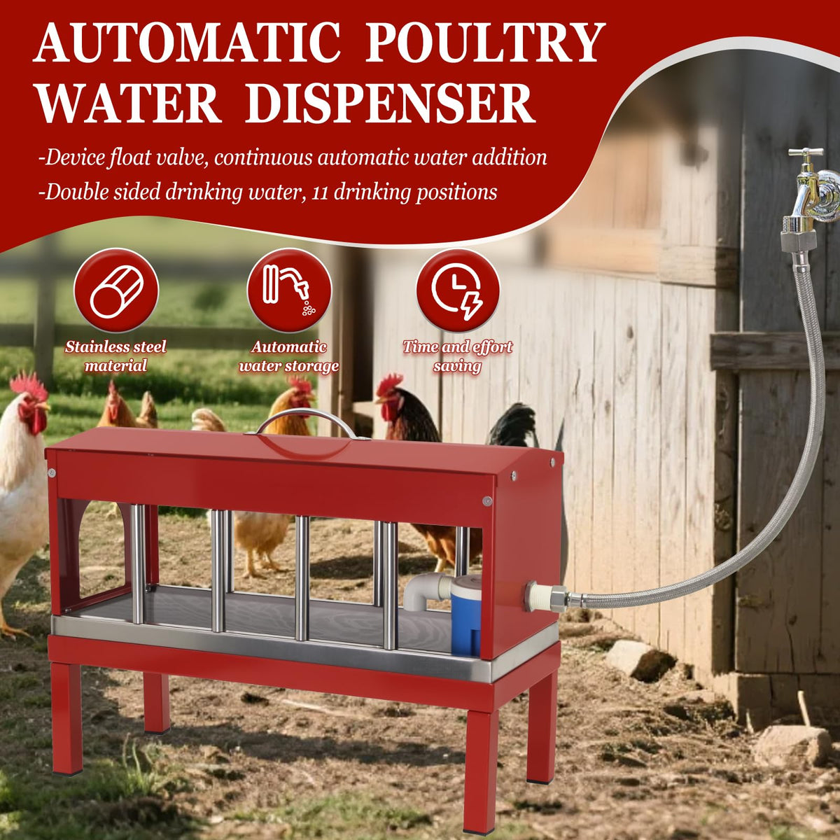 Automatic Stainless Steel Poultry Waterer Dispenser O434