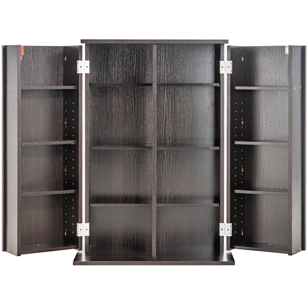 Espresso Media Storage Cabinet with Doors and Shelves R8836