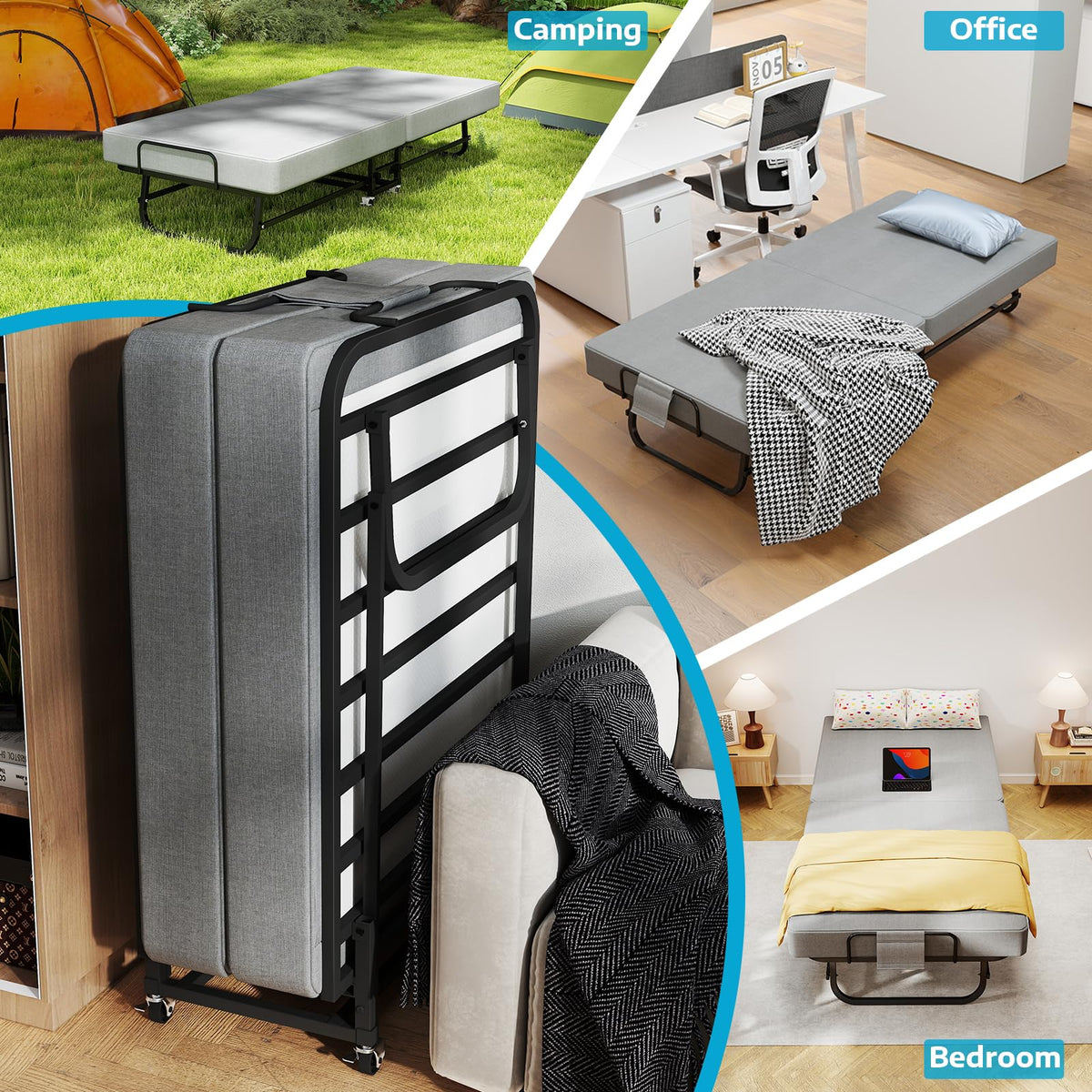Folding Bed Portable Roll Away Bed 75" x 31" P376