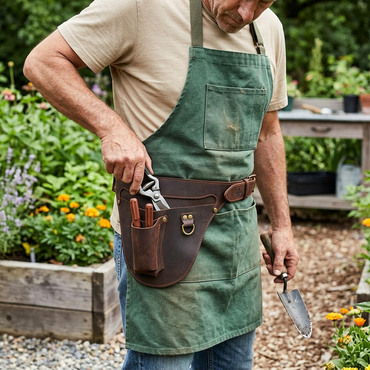 Leather 3 Pockets Adjustable Tool Belt Bag D923507