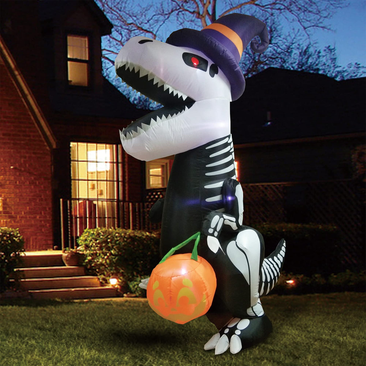 8 FT Inflatable Skeleton Dinosaur with Built-in LEDs Y89887