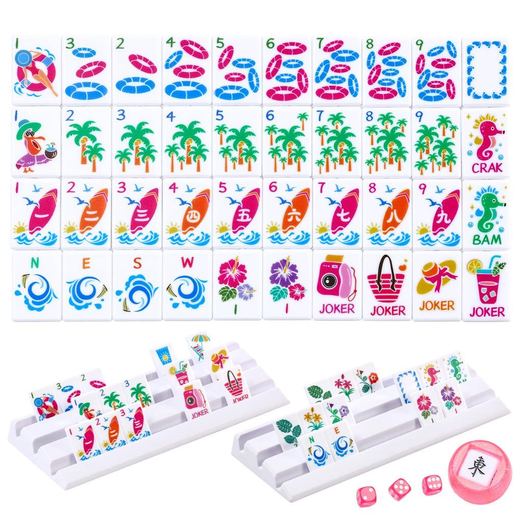 160 Tiles Thin Plastic Mahjong Set with Bag and 4 Racks Q966194
