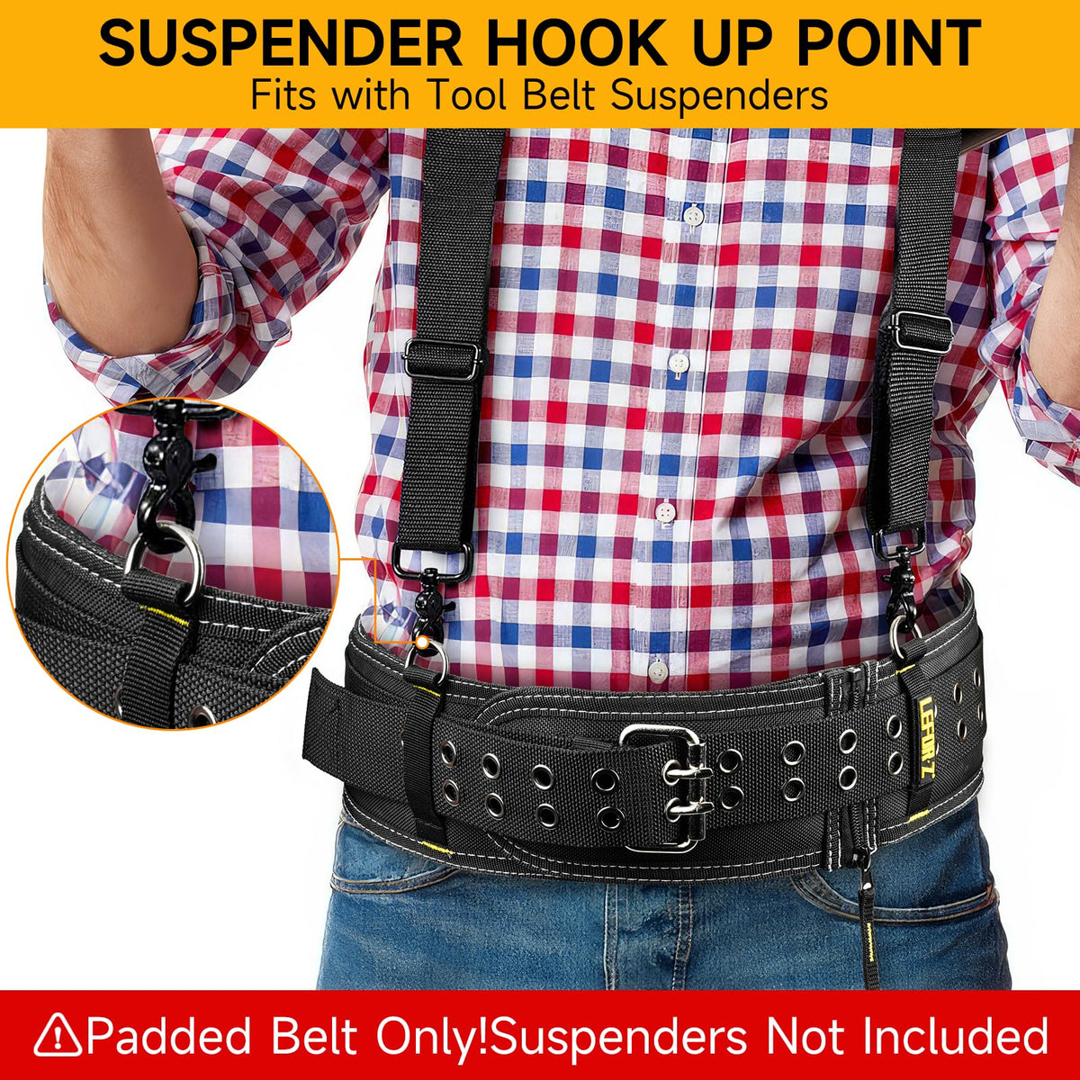 4-Inch Padded Heavy Duty Tool Belt with Suspenders D65509