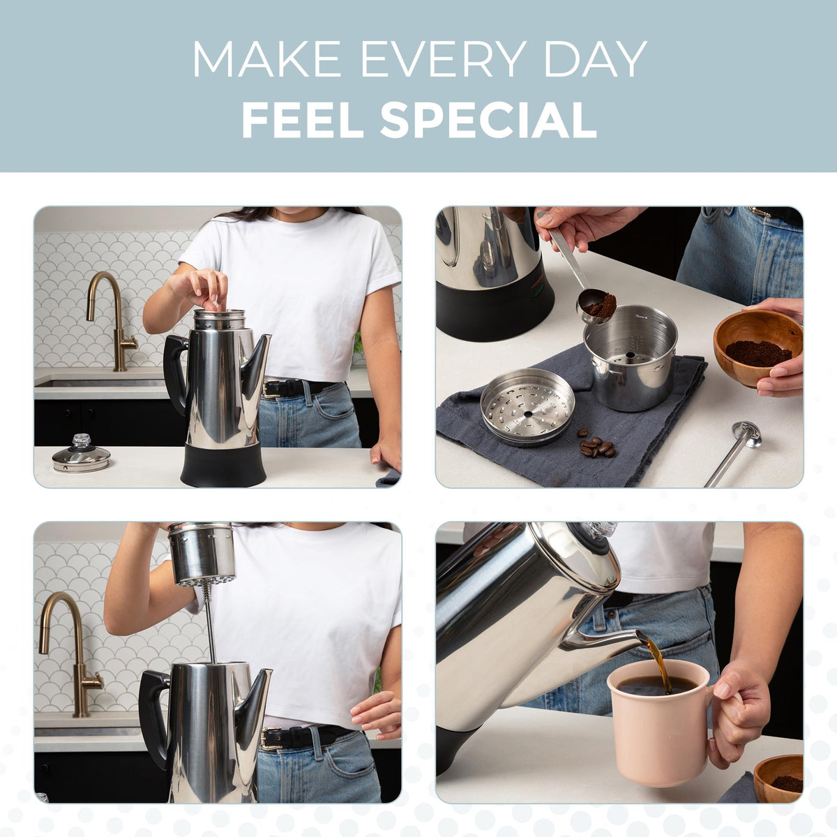 Electric 12 Cup Stainless Steel Coffee Percolator D15927
