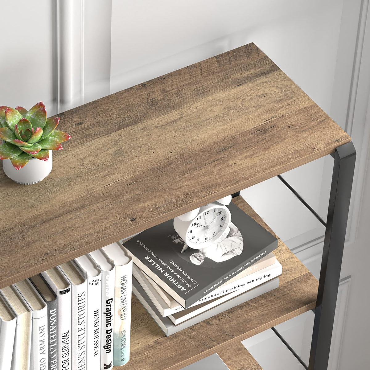 5 Tier Wood and Metal Bookshelf T36111