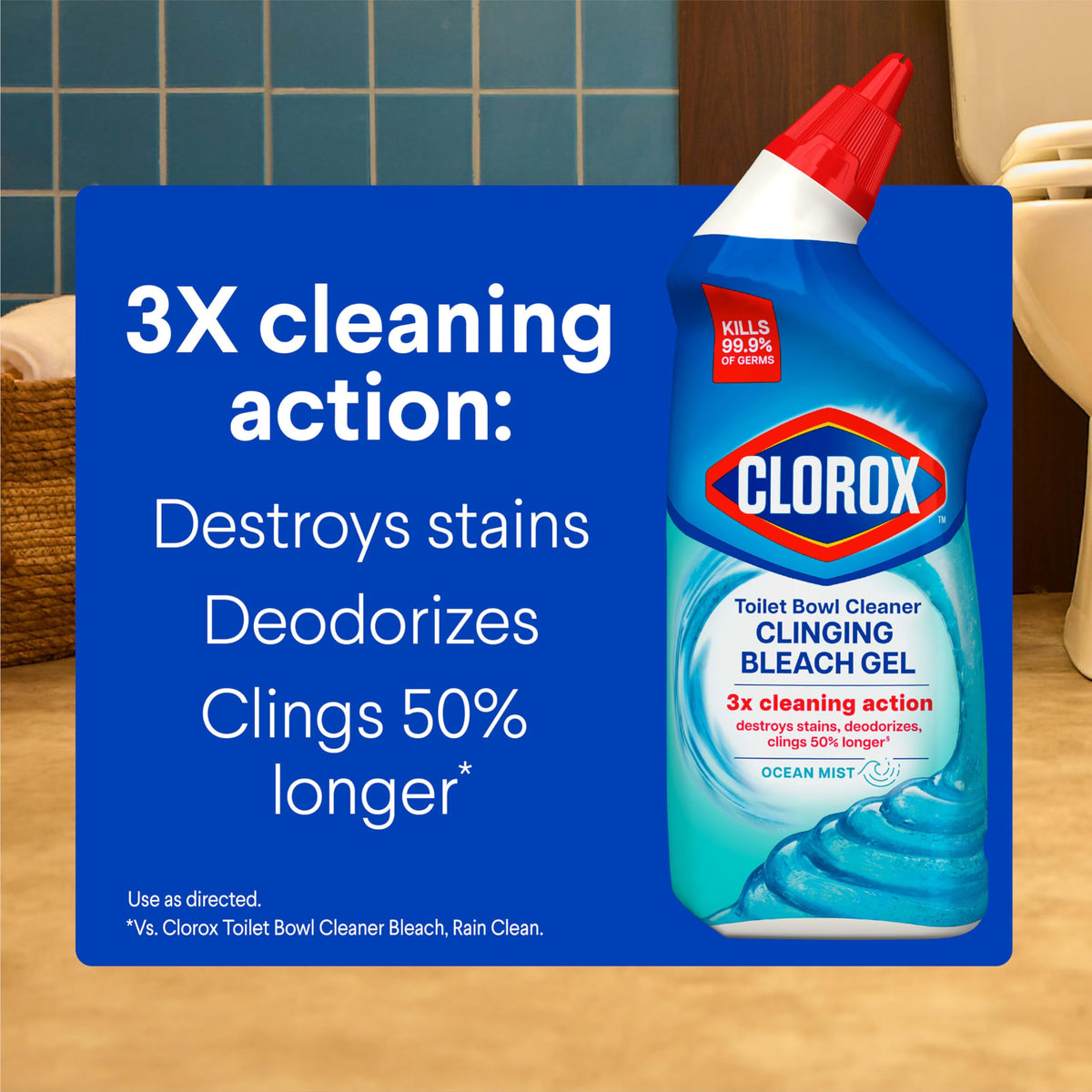 Toilet Bowl Cleaner Clinging Bleach Gel, Ocean Mist, 24 Fl Oz, Pack of 2 K11897