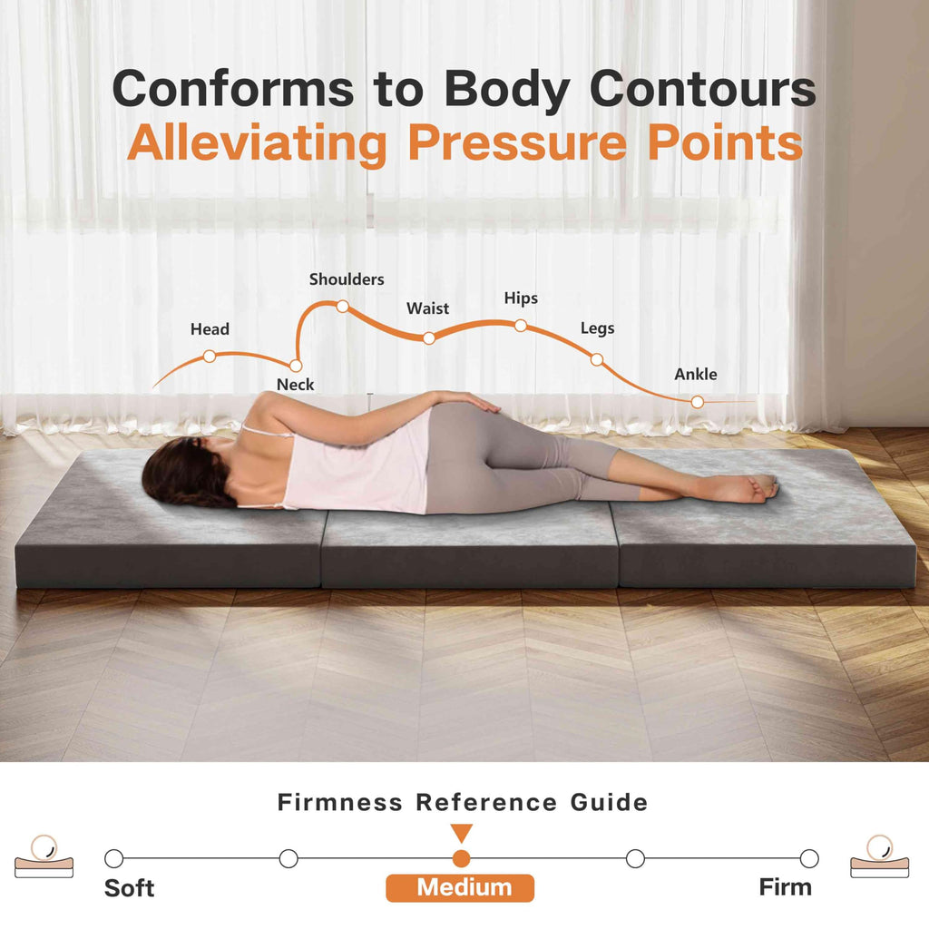 4 inch Twin Tri-Fold Memory Foam Mattress with Washable Cover I951