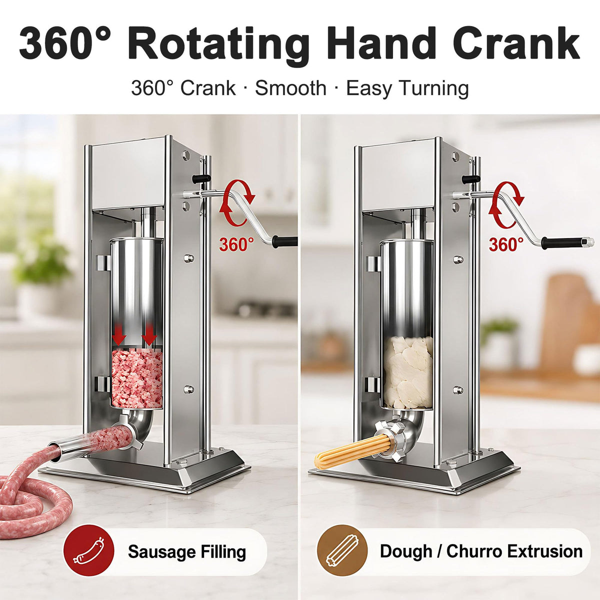 Stainless Steel Vertical Sausage Filler & Churro Press Q2988