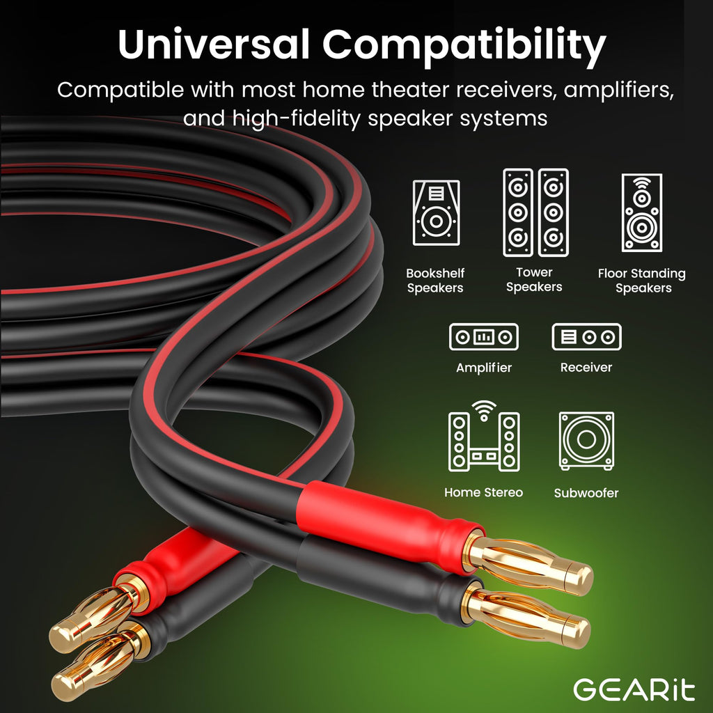 14 Gauge OFC Speaker Wire with Banana Plugs, 2 Pack 6.6 ft Each F4571
