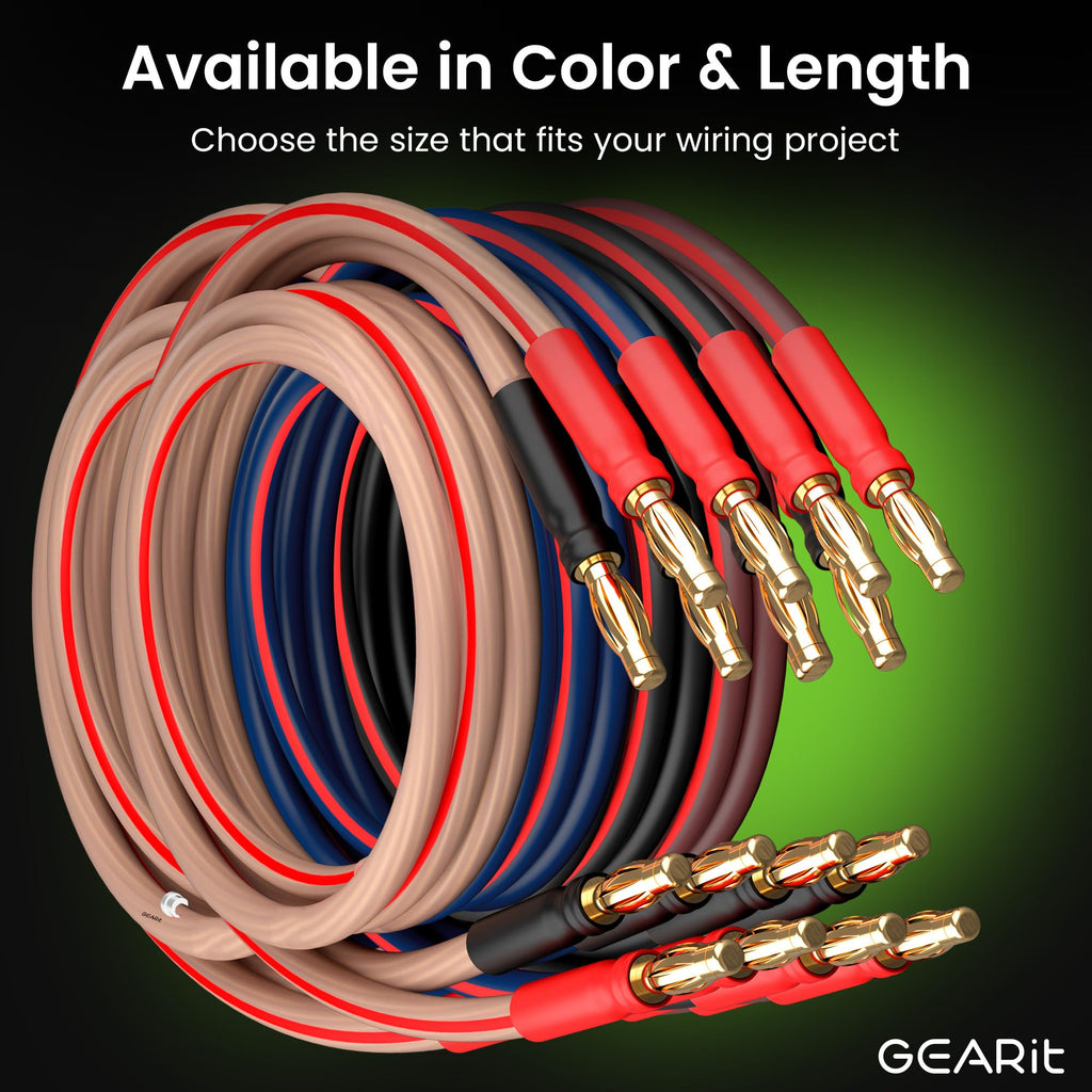 14 Gauge OFC Speaker Wire with Banana Plugs, 2 Pack 6.6 ft Each F4571