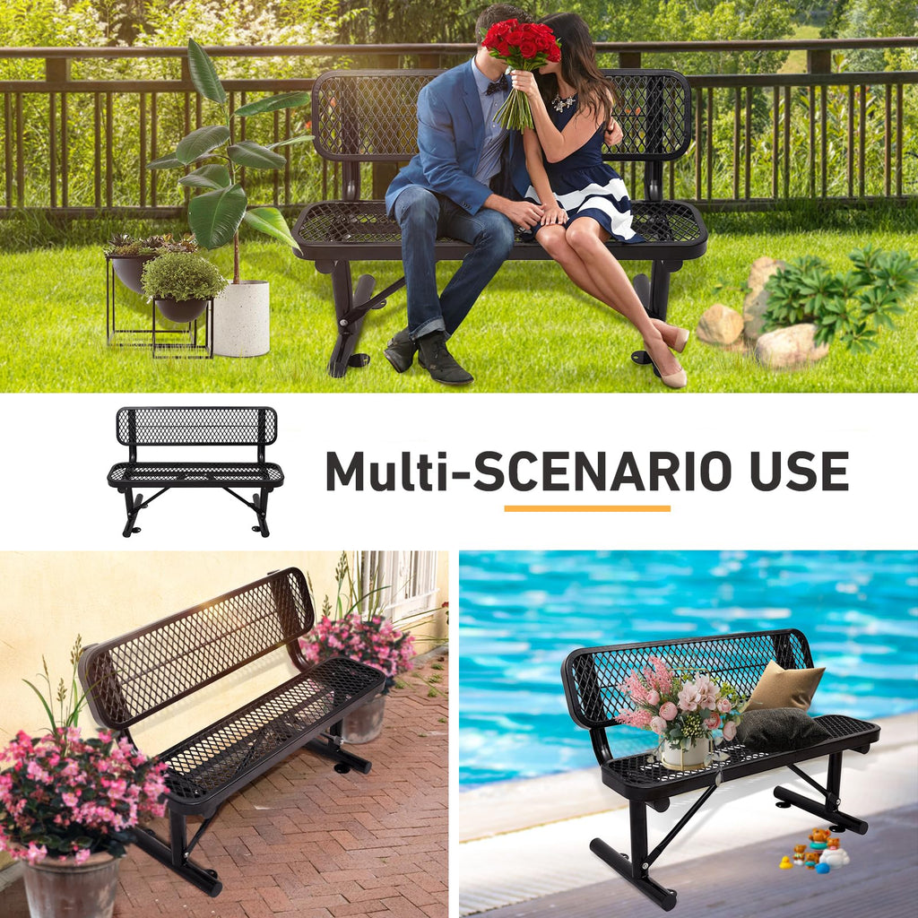 Metal Park Bench with Backrest N53082